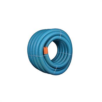 160/145 mm PVC-drænrør med 2,3 x 7 mm slids, 50 m, blå