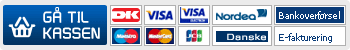 Du kan betale med Dankort, Visa, Visa Electron, MasterCard, MaestroCard, JCB, Danske Netbank, Nordea Netbank, Bankoverf�rsel og E-fakturering
