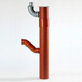 Uponor 200 x 1500 mm PP-tagneløbsbrønd med vandlås samt 75 mm tilgang 