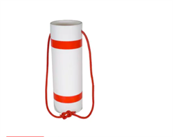 Langtgodsafmærker - Plastic cylinder med reflekser og strop.