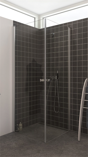 Dansani Match firkantet bruseafskærming med svingdøre 77-79 cm i Klart glas
