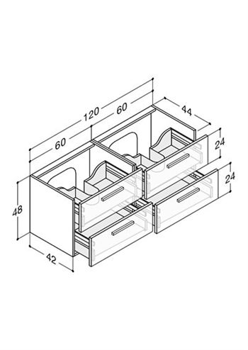 Dansani Luna vaskeskab med 4 skuffer, LED lys/1 elstik model N91379BF