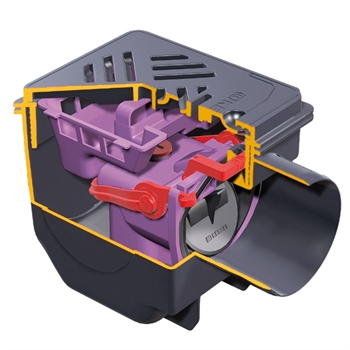 Drehfix 110 mm kælderafløb med lukke til gråt spildevand