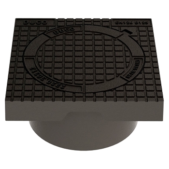 Firkantet kloakdæksel med karm i 315 mm sort