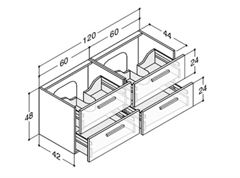 Dansani Luna vaskeskab med 4 skuffer i mat hvid