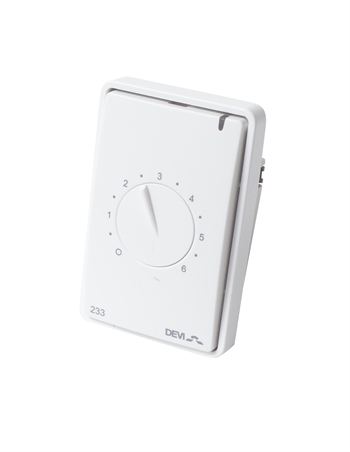 Termostat fra Devi Model 233 i hvid med gulvføler