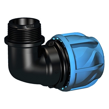 Polyrac vinkel overgangnippel 40mm-1 1/4"