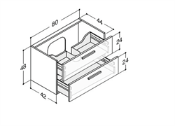 Dansani Luna Vaskeskab 80 cm med 2 skuffer model N91459