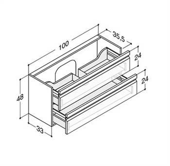 Dansani Zaro vaskeskab 100 cm 2 skuffer med integreret greb model K10122