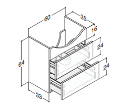 Dansani Luna Vaskeskab 60 cm med 2 skuffer model N91589