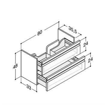 Dansani Zaro vaskeskab med 2 skuffer 80 cm i  model K10372LE