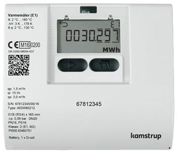 Kamstrup MULTICAL® 403 energimåler tilslutning 3/4" - Returløb  - 110 mm