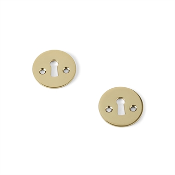 Gammeldags nøglehul Ø 50 x 3mm, poleret messing cc 27, D-line.