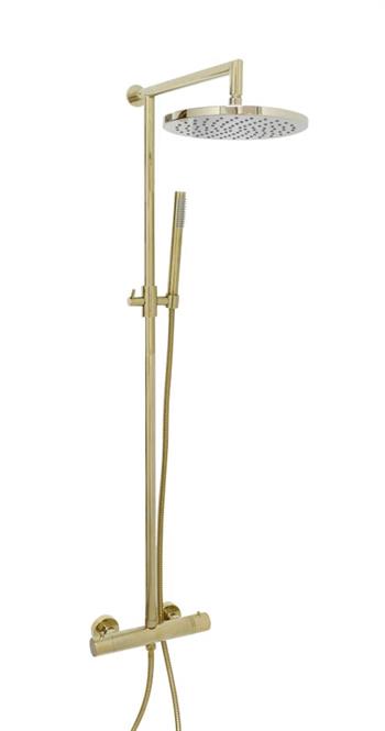 Cassøe Brusesæt i blank messing komplet inkl. termostat og 25 cm brusehovede